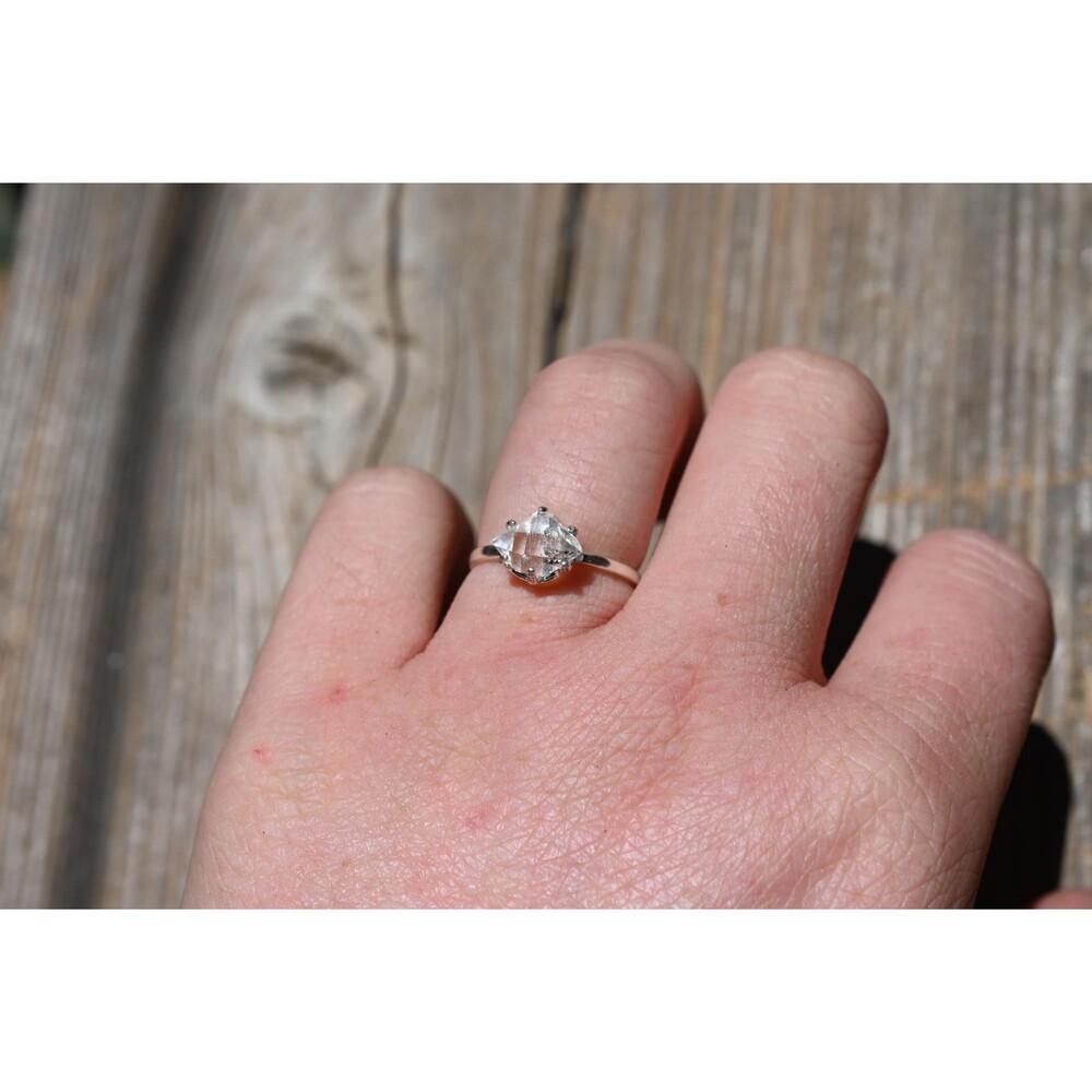 Herkimer Diamond Ring Rustic dainty unique alternative simple boho minimalist na